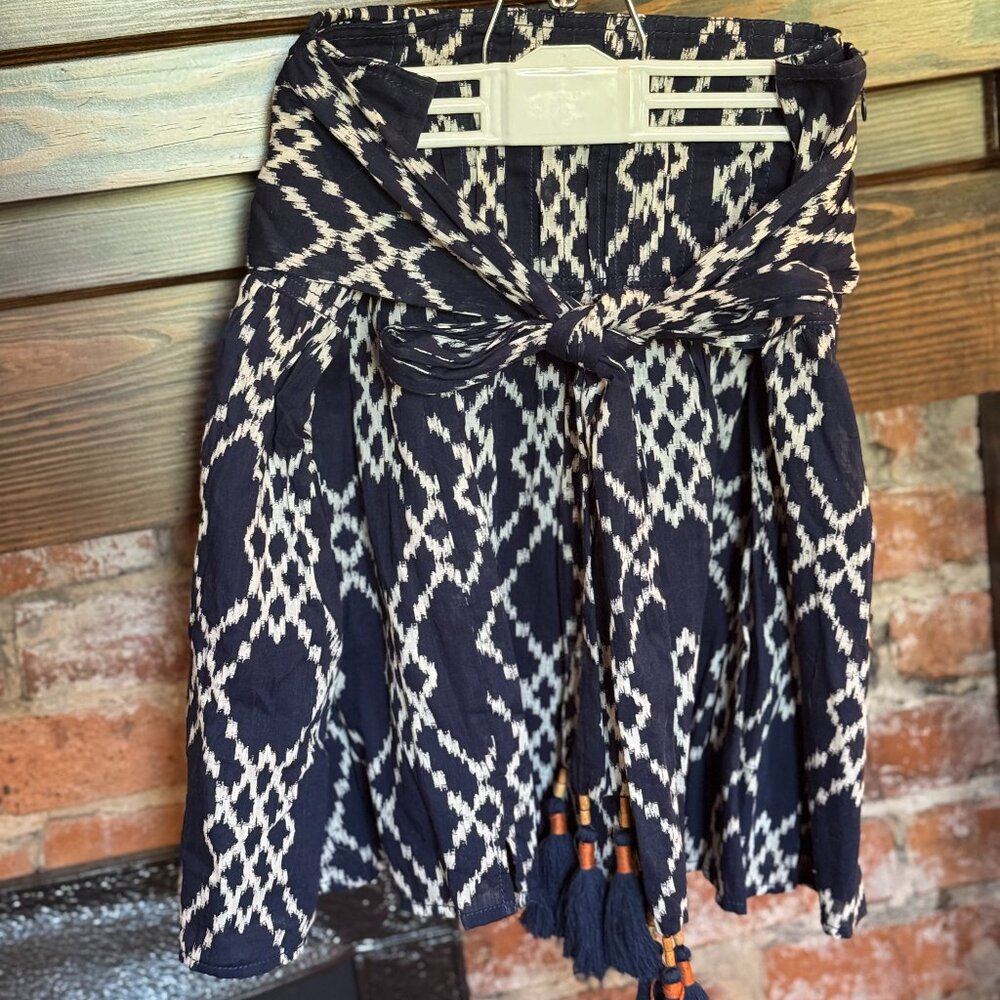Anthropologie Boho Navy & White Skirt - Size M